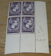 FRANCE N° 338 3F VIOLET JEAN MERMOZ COIN DATE DU 5.4.1937 ,  ** MNH Neufs Sans Charnière ............ P5 - 1950-1959