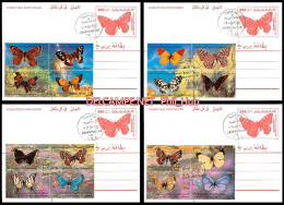 LIBYA 1986 Butterflies (4 Special P/stationery Postcards FDC) - Vlinders