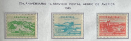 Kolumbien 1945: First American Airmail Flight, 25th Anniv. Mi:CO 477-479 - Kolumbien