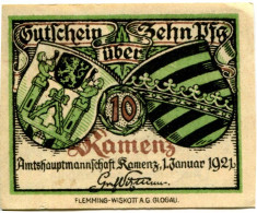 10 PFENNIG 1921 Stadt KAMENZ Saxony DEUTSCHLAND Notgeld Papiergeld Banknote #PL682 - [11] Local Banknote Issues
