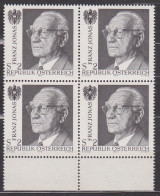 1974 , Mi 1458 ** (2) -  4er Block Postfrisch - Tod Von Franz Jonas - Unused Stamps