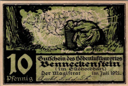 10 PFENNIG 1921 Stadt BENNECKENSTEIN Saxony UNC DEUTSCHLAND Notgeld #PA164 - [11] Local Banknote Issues