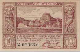 10 PFENNIG 1920 Stadt LoTZEN East PRUSSLAND UNC DEUTSCHLAND Notgeld #PC598 - Lokale Ausgaben