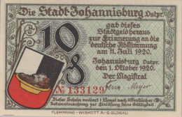 10 PFENNIG 1920 Stadt JOHANNISBURG East PRUSSLAND DEUTSCHLAND Notgeld #PF497 - [11] Local Banknote Issues