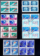 RUSSIE / URSS 1961 - Cosmos, 3 Séries Complètes Blocs De 4 Oblitérés - Used Stamps