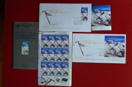 India 2003 2 FDC + Presentation + M/S + Block MNH Everest Tenzing Hillary Himalaya Mountaineering Escalade Alpinisme - Escalade