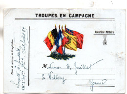 CP- Troupes En Campagne  - 4 Drapeaux - - 1. Weltkrieg 1914-1918