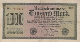 1000 MARK 1922 Stadt BERLIN DEUTSCHLAND Papiergeld Banknote #PL388 - Lokale Ausgaben