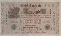 1000 MARK 1910 DEUTSCHLAND Papiergeld Banknote #PL372 - [11] Emissions Locales