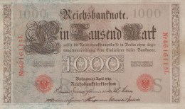 1000 MARK 1910 DEUTSCHLAND Papiergeld Banknote #PL347 - [11] Emissions Locales