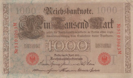 1000 MARK 1910 DEUTSCHLAND Papiergeld Banknote #PL287 - Lokale Ausgaben