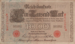 1000 MARK 1910 DEUTSCHLAND Papiergeld Banknote #PL283 - [11] Lokale Uitgaven