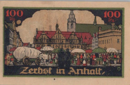 100 PFENNIG 1921 Stadt ZERBST Anhalt UNC DEUTSCHLAND Notgeld Banknote #PJ053 - Lokale Ausgaben