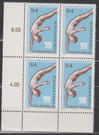 1974 , Mi 1461 ** (1) -  4er Block Postfrisch - Europameisterschaften Im Schwimmen , Wasserspringen Und Wasserball - Unused Stamps