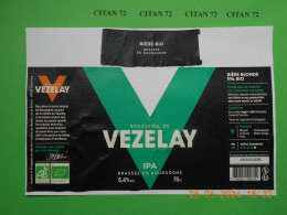 1  ETIQUETTE  De   BIERE    BRASSERIE   DE  VEZELAY  IPA  89450  SAINT-PERE  75 CL - Beer