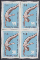 1974 , Mi 1461 ** (3) -  4er Block Postfrisch - Europameisterschaften Im Schwimmen , Wasserspringen Und Wasserball - Unused Stamps