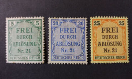 GERMANY ALLEMAGNE EMPIRE 1903 DEUTSCHES REICH SERVICE EMISSIONE PER LA PRUSSIA CAT. YVERT N.3/5/6 MNHL - MNG - Officials