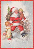 WEIHNACHTSMANN SANTA CLAUS ENGEL WEIHNACHTSFERIEN Vintage Postkarte CPSM #PAK137.DE - Santa Claus