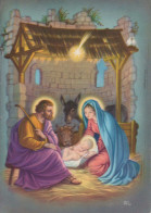 Vergine Maria Madonna Gesù Bambino Natale Religione Vintage Cartolina CPSM #PBP726.IT - Maagd Maria En Madonnas