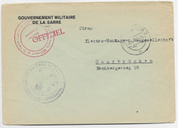 LETTRE ENTETE COVER BRIEF GOUVERNEMENT MILITAIRE DE LA SARRE 1948 SARREBRUCKEN - Cachets Militaires A Partir De 1900 (hors Guerres)