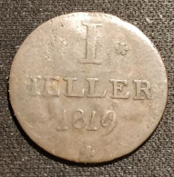 ALLEMAGNE - GERMANY - 1 HELLER 1819 F - Francfort - Frankfurt - KM 301 - Groschen & Andere Kleinmünzen