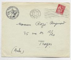 FRANCE 50C PAIX LETTRE ENTETE UNION DES OFFICIERS DE RESERVE PARIS 1936 POILU LANCANT UNE GRENADE - Military Postmarks From 1900 (out Of Wars Periods)