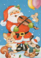 PAPÁ NOEL Animales NAVIDAD Fiesta Vintage Tarjeta Postal CPSM #PAK491.ES - Kerstman