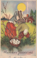 OSTERN KANINCHEN EI Vintage Ansichtskarte Postkarte CPA #PKE287.DE - Ostern