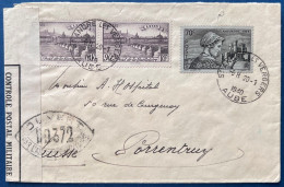 Lettre N°448 & 450 Oblitérés Dateur Type A5 De ST André Les Vergers Pour PORRENTRUY + Censure WD372 De Belfort TTB - Storia Postale