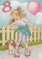 ALLES GUTE ZUM GEBURTSTAG 8 Jährige MÄDCHEN KINDER Vintage Postal CPSM #PBT728.DE - Anniversaire