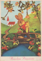 OSTERN KANINCHEN EI Vintage Ansichtskarte Postkarte CPSM #PBO401.DE - Ostern