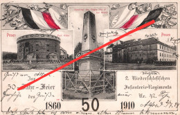 Litho AK Posen Poznan 50 Jahrfeier 1910 2. Niederschlesisches Infanterie Regiment Warthelager Militär Militaria A Wörth - Posen