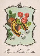 Happy New Year Christmas HORSESHOE Vintage Postcard CPSM #PAT985.GB - Neujahr