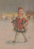 Happy New Year Christmas Children Vintage Postcard CPSM #PAS872.GB - New Year