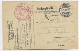 GERMANY FELPOST KARTE LIMBURG LAHN 19.1.1916 POUR  FRANCE LE POUGET HERAULT - WW I