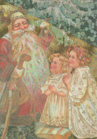 PÈRE NOËL Bonne Année Noël ENFANTS LENTICULAR 3D Vintage Carte Postale CPSM #PAZ085.FR - Santa Claus