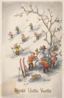 Bonne Année Noël BONHOMME DE NEIGE Vintage Carte Postale CPSMPF #PKD833.FR - Neujahr