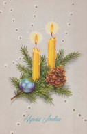 Bonne Année Noël BOUGIE Vintage Carte Postale CPSMPF #PKD093.FR - New Year