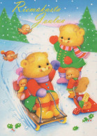 Bonne Année Noël Animaux Vintage Carte Postale CPSM #PBS394.FR - Neujahr
