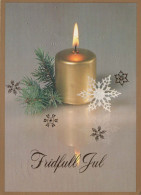 Bonne Année Noël BOUGIE Vintage Carte Postale CPSM #PBA279.FR - Nieuwjaar
