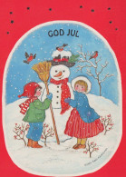 Happy New Year Christmas SNOWMAN CHILDREN Vintage Postcard CPSM #PAZ709.GB - Neujahr