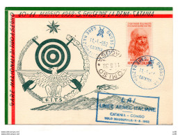 L.A.I. Catania/Comiso Del 11.5.52 - Cartolina Speciale Con Ann. Del Volo - Airmail