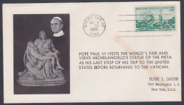 USA United States 1985 Private Cover Pope Paul VI Visit To World's Fair, Michelangelo's Statue Of Pieta, Christianity - Lettres & Documents