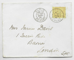 FRANCE SAGE 25C BISTRE LETTRE DAGUIN JUMELE PARIS 25 MARS 1886 DEPART LEVEE 1/6 POUR LONDON ENGLAND - Mechanical Postmarks (Advertisement)