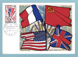 Carte Maximum 1965 - Anniversaire De La Victoire Du 8 Mai 1965  YT 1450  -  51 Reims - 1960-1969