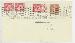 FRANCE N°283X3+235 LETTRE MEC KRAG PARIS ST LAZARE 19.VII.35 PAQUEBOTS POUR USA TARIF LEVEE EXCEPTIONNELLE - Oblitérations Mécaniques (flammes)