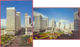 Singapore Shenton Way Buildings High Rise Office, Robinson Road, SW S7820+SW S7817, Vintage +/- 1975_CPSM_cpc - Singapur