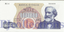 ITALY 1.000 LIRE 1965 PICK 96d AU/UNC - 5.000 Lire