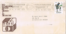 55194. Carta BARCELONA 1977. Rodillo Especial HOGAROTEL 17 De Barcelona. Membrete Congreso Juego Y Juguete - Storia Postale