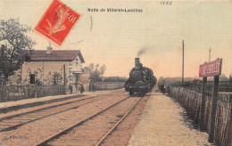 Halte De VILLERET-LENTILLES (Aube) - Train En Gare - Carte Toilée Couleurs - Voyagé 1908 (2 Scans) - Sonstige & Ohne Zuordnung
